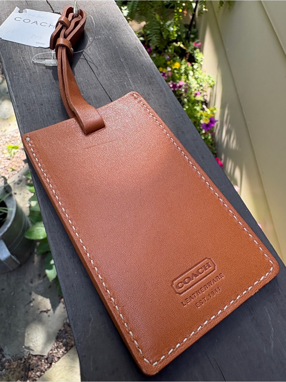 NWT Coach Leather Luggage Tag Saddle Tan